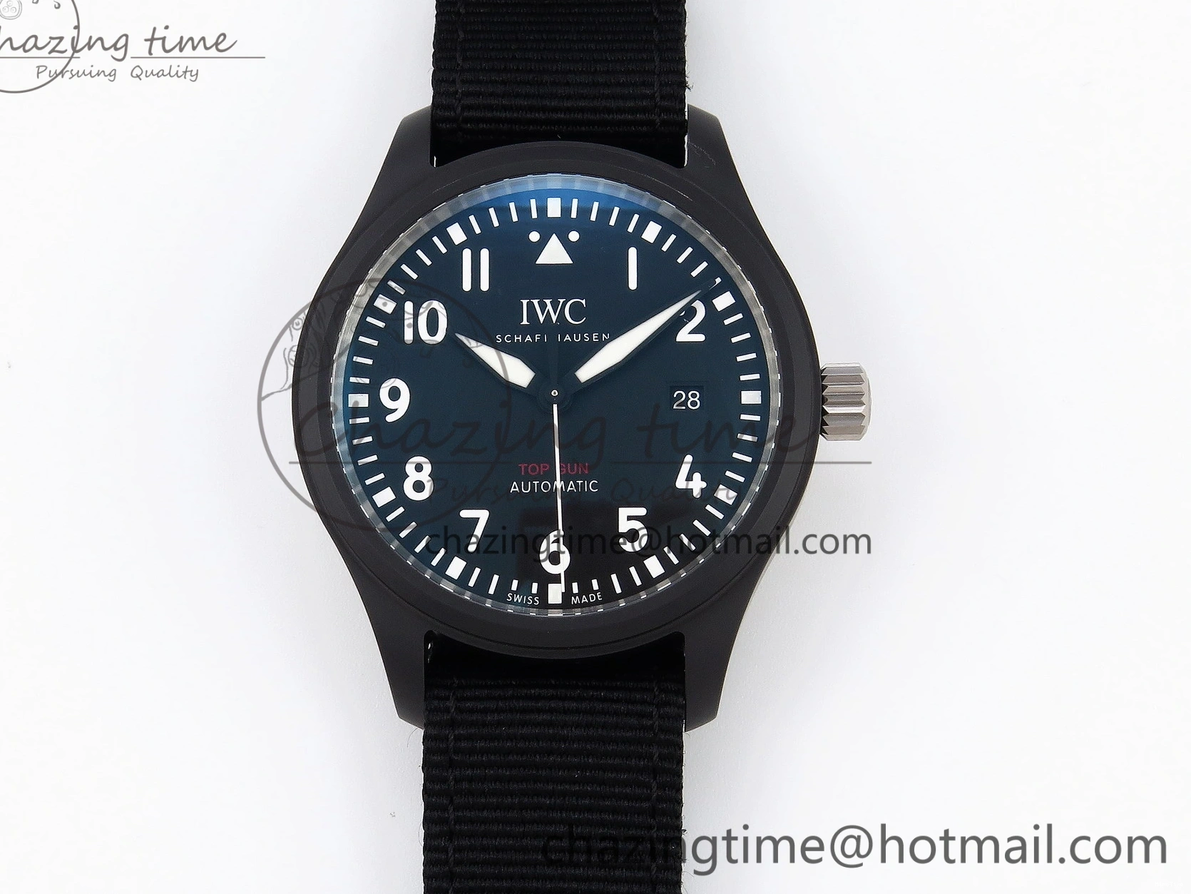 MIROTIME 0208 FreshLook Pilot’s Watch Top Gun Black Ceramic IW326901 ZF 1:1 Best Edition on Black Nylon Strap A 7026